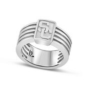 USC Trojans Sterling Silver SC Interlock Rectanglar Frame Multiband Ring